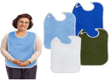 Adult Reusable Bibs for Men and Women, Velcro Closure, 18" x 30", Multicolor, 4 Pack V1369-AZ3-W-18956
