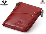 men's genuine leather RFID blocking double zipper coin purse, multiple card slots V1106-918-65153-NVY-M