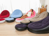 Red Inflatable Flocked Lounge Chair & Ottoman Set with Foot Pump - Portable Ergonomic S-shaped Air V888-ELOSUNG49507