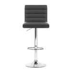 Artiss Set of 4 PU Leather Lined Pattern Bar Stools- Grey and Chrome BA-K-710N-GYX4