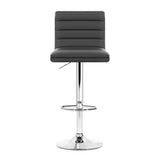 Artiss Set of 4 PU Leather Lined Pattern Bar Stools- Grey and Chrome BA-K-710N-GYX4