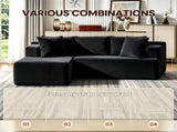 Couch Modular Sectional 3 Seater Sofa L-Shaped Black,81" Boneless Sofa Bed, Deep Seat and Side V1337-LS-BK02-B