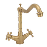European Antique Brass Bathroom Faucet Double Handle Cross Knob Kitchen Faucet Hot Cold Water Tap V1294-YM0626-3112220096411