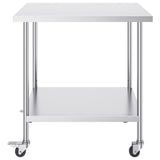 Stainless Steel Work Table 30 x 18 x 38 Inch, with 4 Wheels, 3 Adjustable Height Levels, Heavy Duty V952-CFBXGGZTLCDJB9CR8V0
