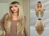 High-Density Synthetic Wig Heat-Resistant Wig Tea-Colored Wig Long Straight Wig raspberry wine red V1102-108-24340-RAS-85CM-33INCH