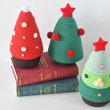 Christmas-themed cotton yarn woven storage basket, Christmas tree-shaped desktop storage box with V1265-AU-043-HONG