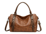 Brown Vintage Soft PU Leather Tote Bag Large Capacity Multi-Pocket Handbag Convertible Shoulder V888-ELOSUNG46377