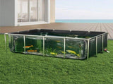Canvas Fish Pond, 1781.3L Above Ground Fish Pond, PVC Koi Tank with Clear Viewing Panel, Rectangular V952-DSYCHSDTMC21LEAON002V0