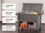 Gardeon Outdoor Storage Cabinet Box 80L Ice Bucket Cooler Rolling Serving Cart Kitchen Trolley Brown ODF-COOLER-PP-BR