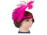 12x 1920s FLAPPER HEADBAND Headpiece Feather Sequin Charleston Gatsby Party BULK - Hot Pink V563-BR-12FLAPPERHDBND-HTPNK