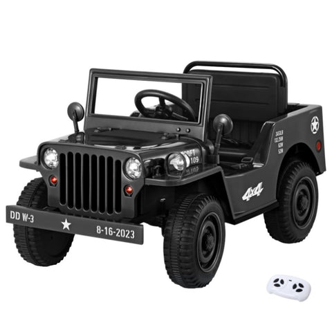 Rigo Kids Electric Ride On Car Jeep Military Off Road Toy Cars Remote 12V Black RCAR-ARMYJEP-BK