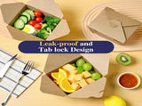 50 Pack 27 oz Take Out Food Containers, Kraft Brown Take Out Boxes Leak Grease Resistant and V1258-DP02-WO-257