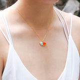 Gift Box - Aroma Necklace 925 Silver, Gold coated - Green Shell Sunset Coral V760-GBAJ - 15