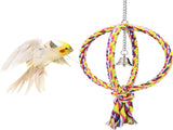Bird Swing Perch Stand Cotton Rope 2 Two Rings Toy for Parrot Budgie Parakeet Cockatiel Conure V1188-WTJ-TLK-0185