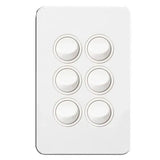 Hager Silhouette Switch Flush Mount Rocker Standard 6 Gang 16A AX 250V 2 Way Vertical White WBSSV6 V1202-V1-HAGWBSSV6