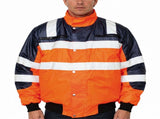 3-in-1 Hi Vis Safety Bomber Jacket Waterproof Reflective Quilted - Orange Navy - XXL V563-WB-HIVISJKT-ORG-XXL