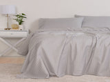 KENSINGTON 1200TC COTTON SHEET SET IN STRIPE-QUEEN - SILVER ABM-202136