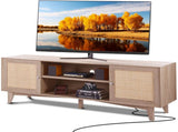 Rattan TV Stand, Mid Century Modern TV Stand for 75 inch TV, Boho Rattan TV Cabinet with Build-in V952-TBDSJ66INCHEOANELV3