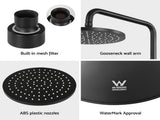 9'' Rain Shower Head Overhead High-pressure Swivel Black SHOWER-A3-RO-9-BK