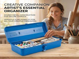Portable Metal Tool Box with Lock for Home Workshop Tool Storage and Transport, 37 x 16 x 12 cm V1237-ZY-917-009