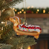 Christabelle Box of 6 Glass Sausage Dog Dachshund Hotdog Bauble 112_YAN310S6