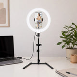 12 Inch LED Video Ring Light with Tabletop Light Stand and Phone Holder Black V63-838531