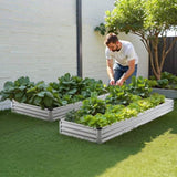 Metal Raised Garden Bed, 12 x 4 x 1 ft Outdoor Galvanized Box, with Open Bottom, Large V952-JSFXZZCZFXDXNWRELV0