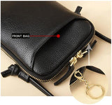 Black Premium Leather Mini Crossbody Phone Bag - Stylish Multi-Pocket Organizer for Women V888-ELOSUNG27832