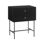 Sarantino Arden Fluted 2-Drawer Bedside Table Night Stand - Black TBL-17F-2TZ-BK