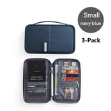 3-pack Small size Navy Blue Travel Document Organiser - Waterproof Oxford Cloth Passport Holder With V888-ELOSUNG56123-7