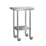 Cefito Stainless Steel Kitchen Benches Work Bench Wheels 61X46CM 430 SSKB-430S-WHEEL-24-18