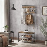 VASAGLE Coat Stand with Shoe Racks Walnut Brown/Black V227-9101101000141