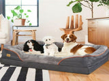 Memory Foam Dog Sofa with Orthopedic Bed & Rim Pillow V767-XPET368-L-V1