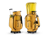 Everfit Golf Cart Bag Rolling Buggy Club Organiser Synthetic Leather Yellow GOLF-B-BAG-CART-YE
