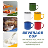 5pcs Vintage Small Enamel Cup with Handle, round Wide Mouth Mug V1366-AZ2-W-18685