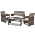 Gardeon 4 PCS Outdoor Sofa Set Rattan Chair Table Setting Garden Furniture Grey ODF-RATTAN-4PC-AB-GE