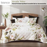 Bianca Rosalia White Floral Printed Quilted Polyester Coverlet Set Queen/King V442-BCA-COVERLETS-ROSALIA-WHITE-KI