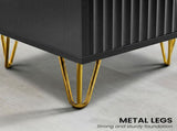 Sarantino Diego Bedside Table Night Stand with 2 Drawers - Black TBL-075-05-BK