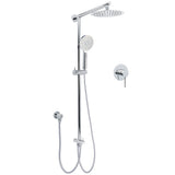 WELS Chrome Round 2in1 8" Stainless Steel Rain Head Handheld Sliding Rail Arm Shower Mixer Set V1233-HR002M4CSC842KSR108KRD201CR