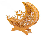 Yellow Moon Ornament with Lighting Iron Art Hollow Desk Decoration for Dining Table Window V1294-YM0901-3115250006711