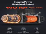Electric Winch, 5400 kg Load Capacity, 12V DC Truck Winch with 9.1 mm x 23 m Synthetic Rope, V952-HCSDDJP120000Z8JO001V9