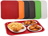 6PCS Large Plastic Serving Trays, 16.1" x 12.2" x 0.8" Rectangular Fast Food Serving Tray with V1369-AZ3-W-08827