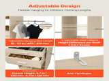 Closet System with 2 Drawers, Adjustable Height Wooden Closet Organizers, Modern Walk-in Wardrobe V952-MCBXTGBXTWDGFYZ1C001V0