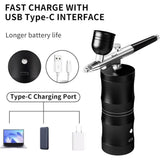 Airbrush Kit with Compressor Airbrush Kit Cordless Rechargeable with 0.3mm Nozzle and Cleaning Brush V1369-AZ3-W-11644