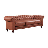 2 Seater 3 Seater Brown Sofa Lounge Set Button Tufted in Faux Leather V43-SET-MDL-3+2-BR