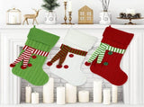 Knitted Christmas Stocking with Scarf Red Green White Hanging Stockings Classic Xmas Hanging V1192-AZ-W-25892