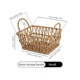 Handwoven paper rope storage basket with a rectangular design and two handles perfect for V1265-AU-042-XIAO