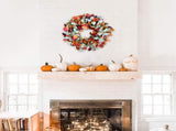 22 Inch Fall Front Door with Eucalyptus Lamb Ears Leaves and Berries, Autumn Fall Leaves V1258-DP02-C-2688