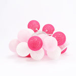 1 Set of 20 LED Pink 5cm Cotton Ball Battery Powered String Lights Christmas Gift Home Wedding Party V382-PINKBALLBATT20