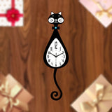 Black Cat-Shaped Clock Home Decor Clock Unique Wall Clock High-Quality Clock Cat V1347-115-BLA-23670